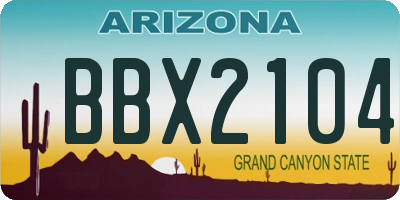 AZ license plate BBX2104