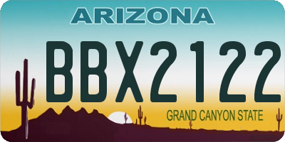 AZ license plate BBX2122