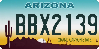 AZ license plate BBX2139