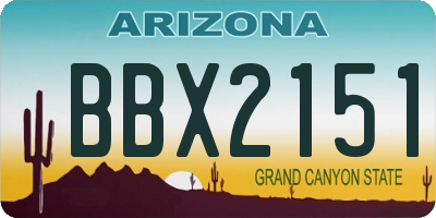 AZ license plate BBX2151