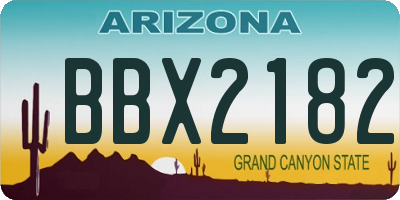 AZ license plate BBX2182