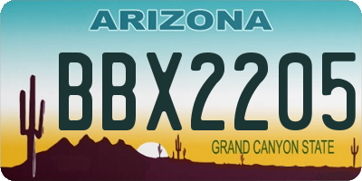 AZ license plate BBX2205