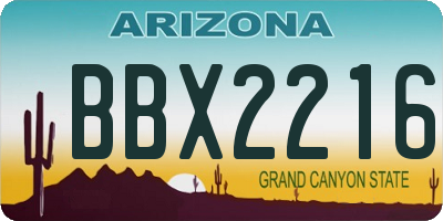 AZ license plate BBX2216