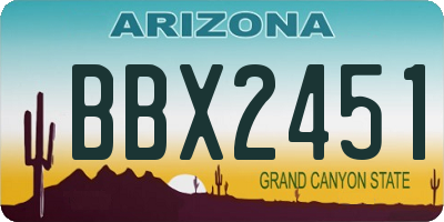 AZ license plate BBX2451