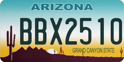 AZ license plate BBX2510