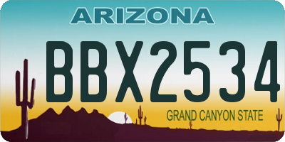 AZ license plate BBX2534