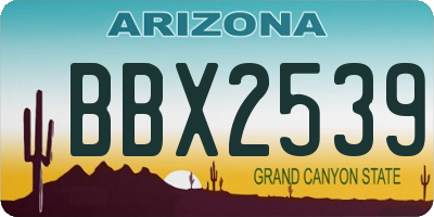 AZ license plate BBX2539