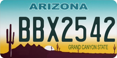 AZ license plate BBX2542