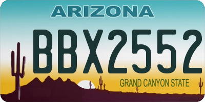 AZ license plate BBX2552