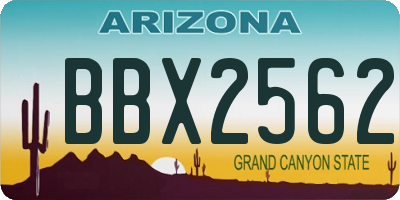 AZ license plate BBX2562