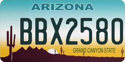AZ license plate BBX2580
