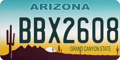 AZ license plate BBX2608