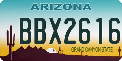 AZ license plate BBX2616