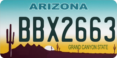 AZ license plate BBX2663