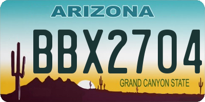 AZ license plate BBX2704