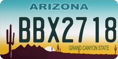 AZ license plate BBX2718
