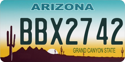 AZ license plate BBX2742