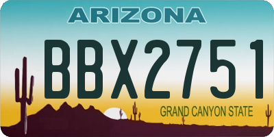 AZ license plate BBX2751