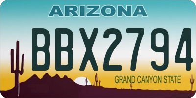 AZ license plate BBX2794