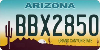 AZ license plate BBX2850