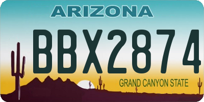 AZ license plate BBX2874