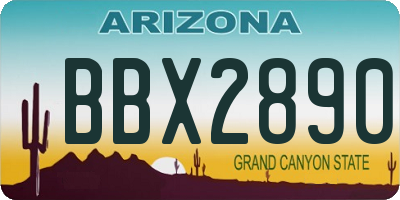 AZ license plate BBX2890