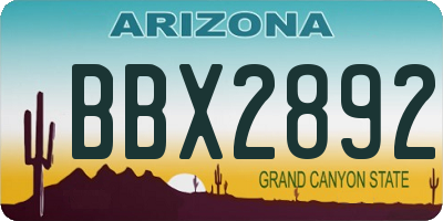 AZ license plate BBX2892