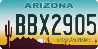 AZ license plate BBX2905