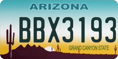 AZ license plate BBX3193