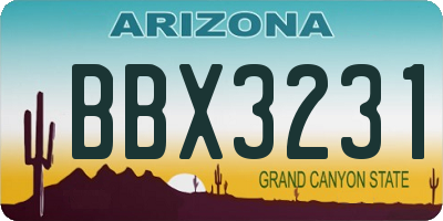 AZ license plate BBX3231
