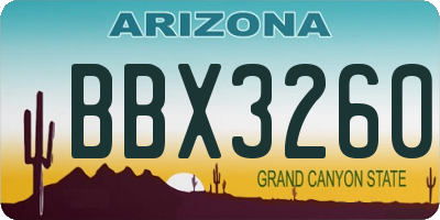 AZ license plate BBX3260