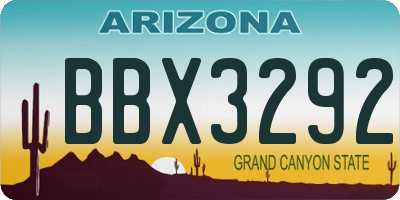 AZ license plate BBX3292