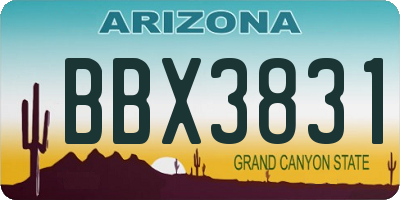 AZ license plate BBX3831