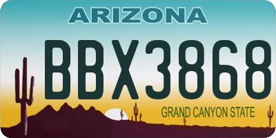 AZ license plate BBX3868