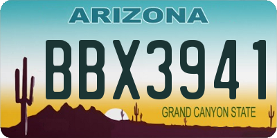 AZ license plate BBX3941