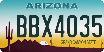 AZ license plate BBX4035