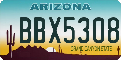 AZ license plate BBX5308