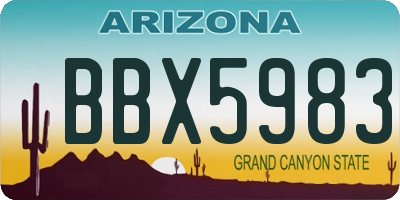 AZ license plate BBX5983