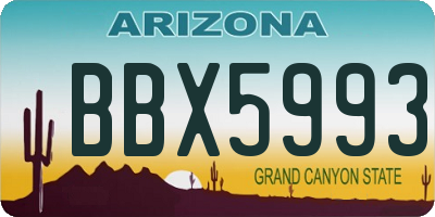 AZ license plate BBX5993
