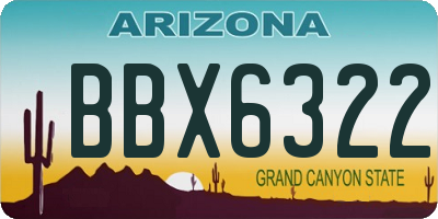 AZ license plate BBX6322