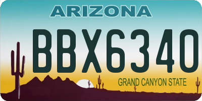 AZ license plate BBX6340