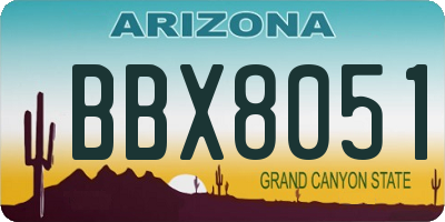 AZ license plate BBX8051