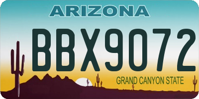 AZ license plate BBX9072