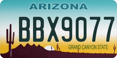 AZ license plate BBX9077