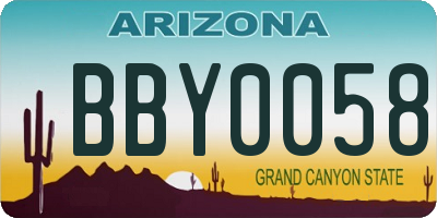 AZ license plate BBY0058