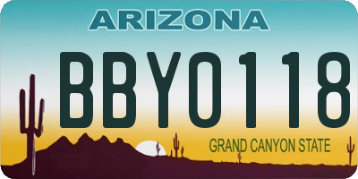 AZ license plate BBY0118