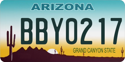 AZ license plate BBY0217