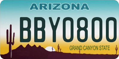 AZ license plate BBY0800