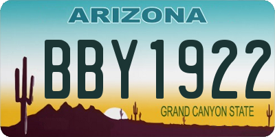 AZ license plate BBY1922