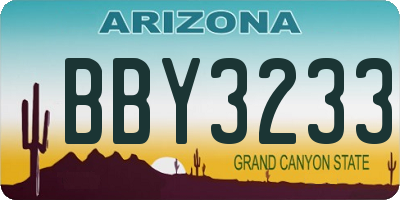 AZ license plate BBY3233